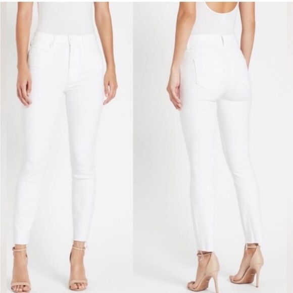 Mother High Waisted Looker Ankle Fray Jeans in Stayin’ Alive White- Size 26 - Picture 1 of 10